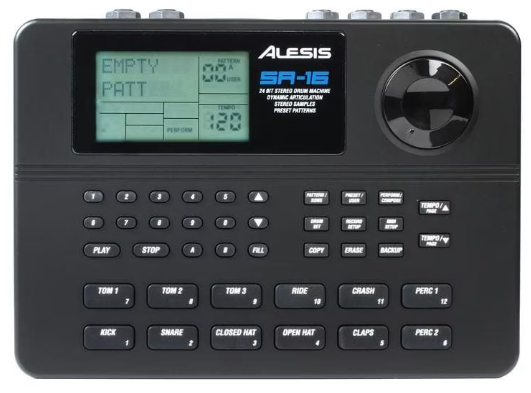 Alesis SR-16 drum machine vintage hardware close-up classic drum sounds