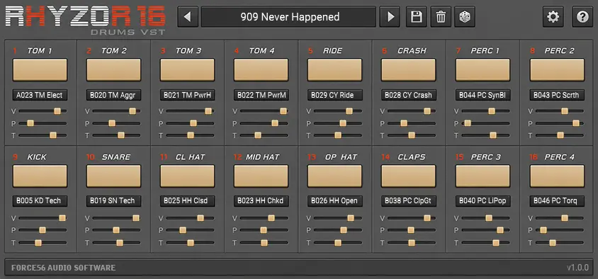 Rhyzor16 Drums VST Alesis HR-16 and HR-16B virtual drum instrument