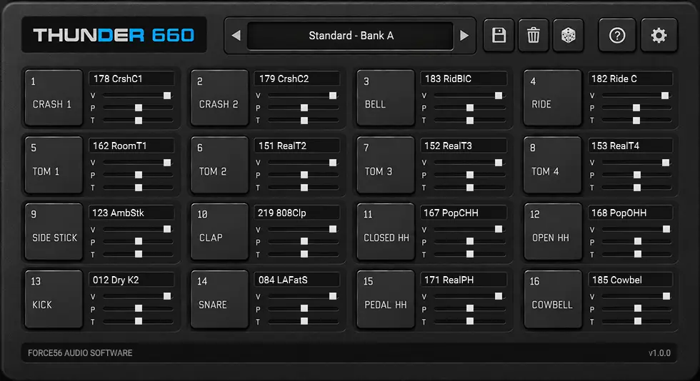 Thunder660 Drums VST - Boss DR-660 drum machine plugin by Force56 Audio Software